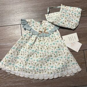 Spanish Boutique Baby Dress & Bonnet Set NWT 3 Months